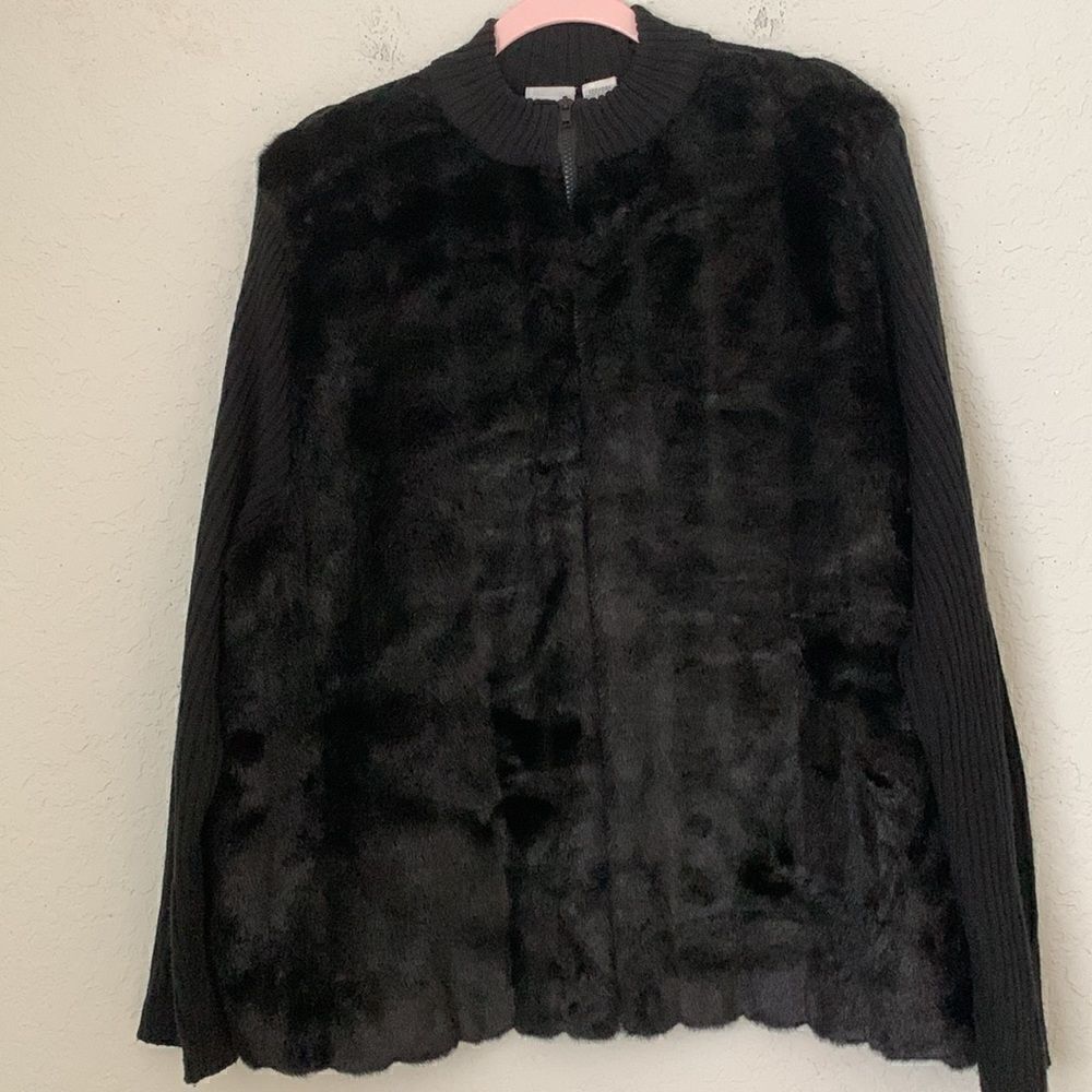 Carolina Colours Full Zip Black Faux Fur Jacket Size 22/24